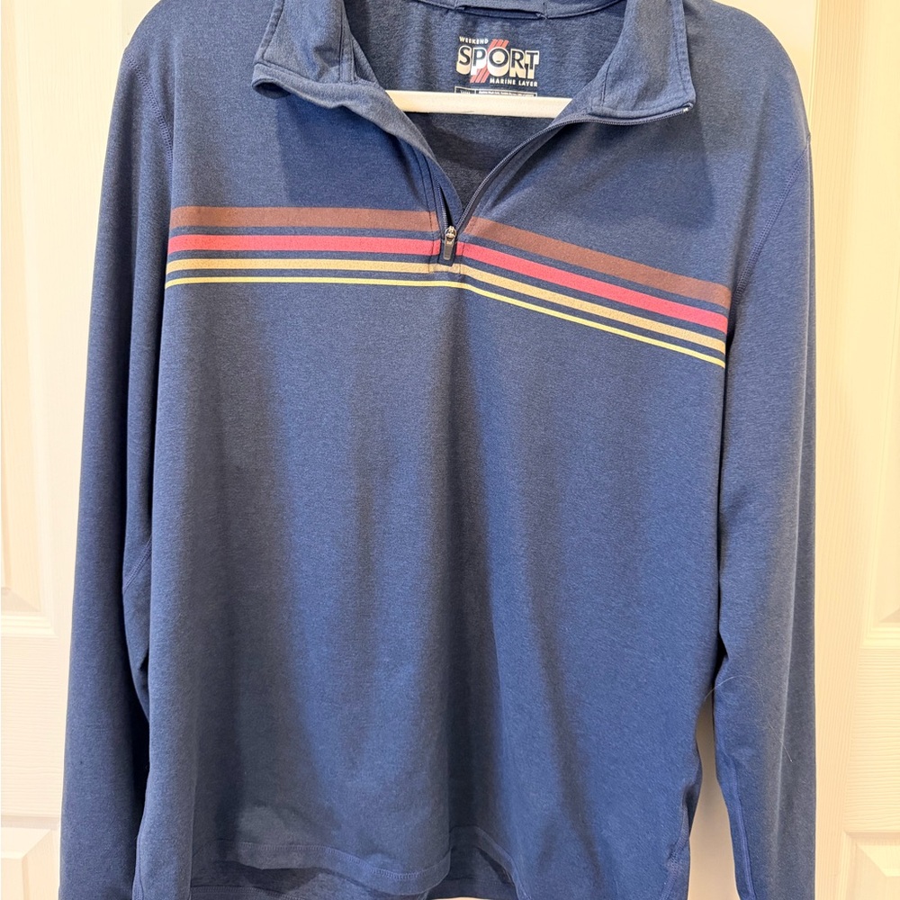 Marine Layer Men’s half 3/4 zip with stripes